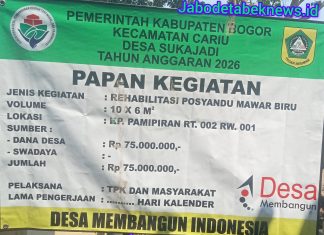 Pemdes Sukajadi Realisasikan Rehabilitasi Posyandu Mawar Biru Melalui Dana Desa Tahun Anggaran 2026