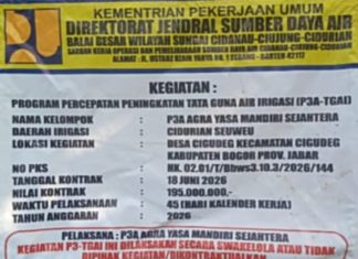 Diduga Proyek P3A di Desa Cigudeg Kec.Cigudeg Dijadikan Ajang Korupsi, Kinerja Oknum (TPK) Patut Dipertanyakan.,?